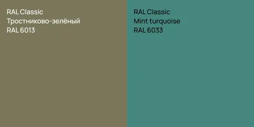 RAL 6013 Тростниково-зелёный vs RAL 6033 Mint turquoise