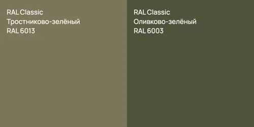 RAL 6013 Тростниково-зелёный vs RAL 6003 Оливково-зелёный
