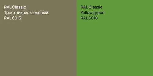 RAL 6013 Тростниково-зелёный vs RAL 6018  Yellow green