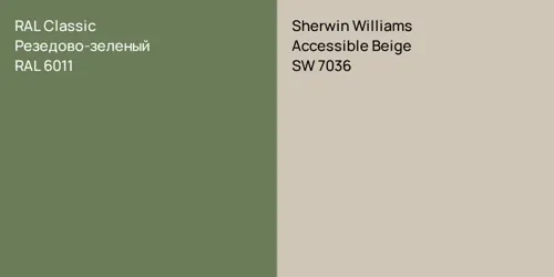RAL 6011 Резедово-зеленый vs SW 7036 Accessible Beige