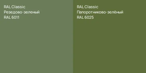 RAL 6011 Резедово-зеленый vs RAL 6025 Папоротниково-зелёный