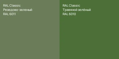 RAL 6011 Резедово-зеленый vs RAL 6010 Травяной зелёный