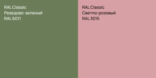 RAL 6011 Резедово-зеленый vs RAL 3015 Светло-розовый