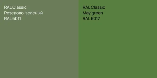 RAL 6011 Резедово-зеленый vs RAL 6017  May green