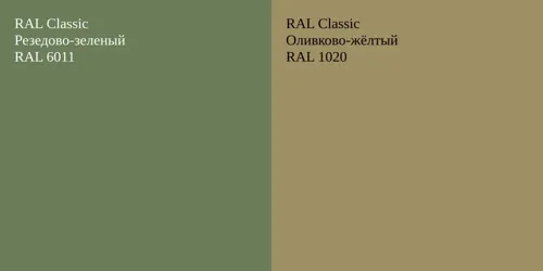 RAL 6011 Резедово-зеленый vs RAL 1020 Оливково-жёлтый