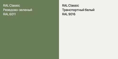 RAL 6011 Резедово-зеленый vs RAL 9016 Транспортный белый