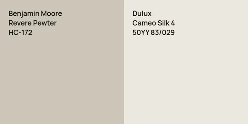 HC-172 Revere Pewter vs 50YY 83/029 Cameo Silk 4