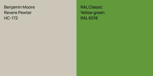 HC-172 Revere Pewter vs RAL 6018  Yellow green