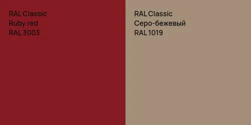 RAL 3003  Ruby red vs RAL 1019 Серо-бежевый