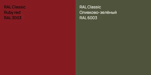 RAL 3003  Ruby red vs RAL 6003 Оливково-зелёный