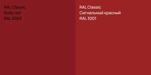RAL 3003  Ruby red vs RAL 3001 Сигнальный красный