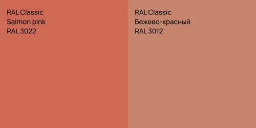 RAL 3022 Salmon pink vs RAL 3012 Бежево-красный