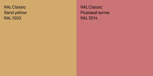 RAL 1002  Sand yellow vs RAL 3014 Розовый антик