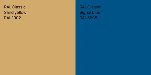 RAL 1002  Sand yellow vs RAL 5005  Signal blue