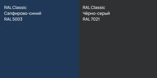 RAL 5003 Сапфирово-синий vs RAL 7021 Чёрно-серый