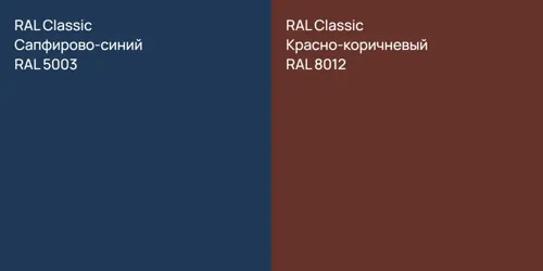 RAL 5003 Сапфирово-синий vs RAL 8012 Красно-коричневый