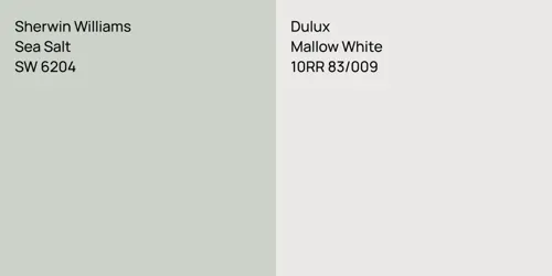 SW 6204 Sea Salt vs 10RR 83/009 Mallow White
