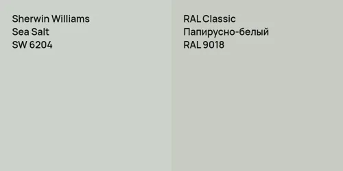 SW 6204 Sea Salt vs RAL 9018 Папирусно-белый