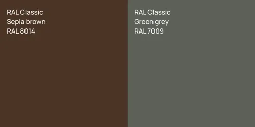 RAL 8014  Sepia brown vs RAL 7009  Green grey