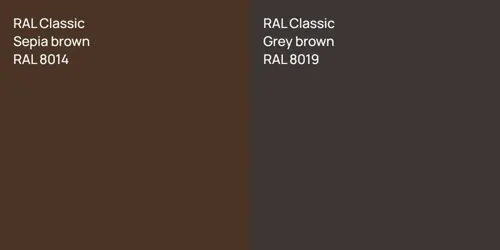 RAL 8014  Sepia brown vs RAL 8019  Grey brown