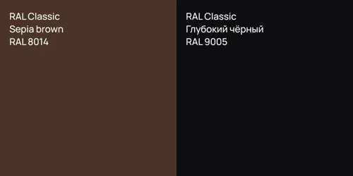 RAL 8014  Sepia brown vs RAL 9005 Глубокий чёрный