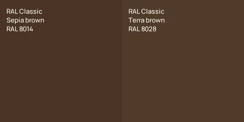 RAL 8014  Sepia brown vs RAL 8028  Terra brown