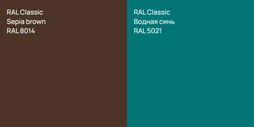 RAL 8014  Sepia brown vs RAL 5021 Водная синь