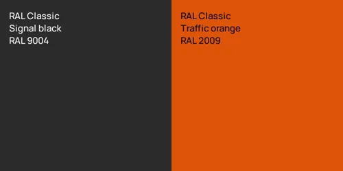 RAL 9004  Signal black vs RAL 2009  Traffic orange