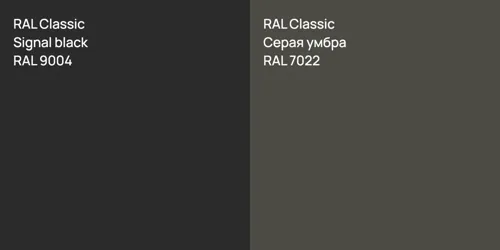 RAL 9004  Signal black vs RAL 7022 Серая умбра