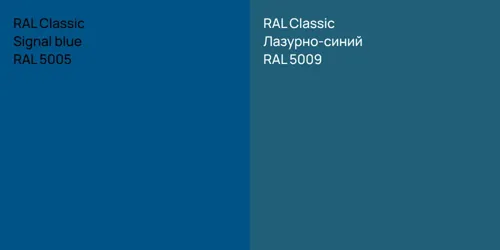 RAL 5005  Signal blue vs RAL 5009 Лазурно-синий