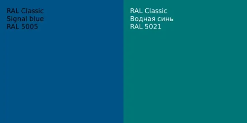 RAL 5005  Signal blue vs RAL 5021 Водная синь