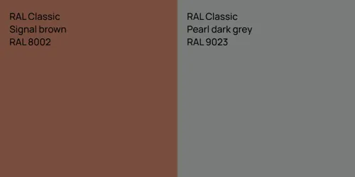 RAL 8002  Signal brown vs RAL 9023  Pearl dark grey
