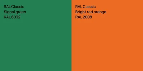 RAL 6032 Signal green vs RAL 2008 Bright red orange