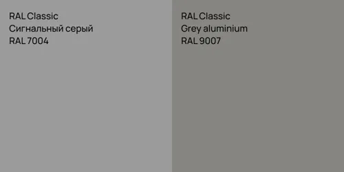 RAL 7004 Сигнальный серый vs RAL 9007  Grey aluminium