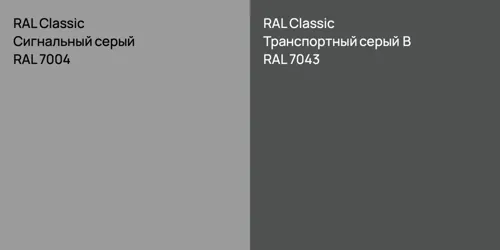 RAL 7004 Сигнальный серый vs RAL 7043 Транспортный серый B