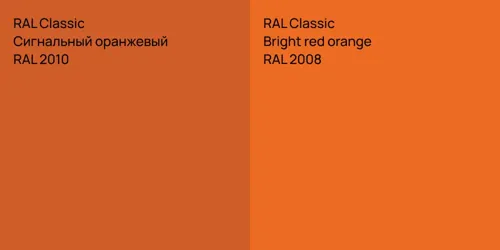 RAL 2010 Сигнальный оранжевый vs RAL 2008  Bright red orange