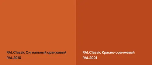 RAL 2010 Сигнальный оранжевый vs RAL 2001 Красно-оранжевый