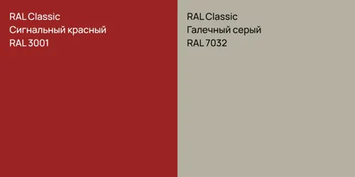 RAL 3001 Сигнальный красный vs RAL 7032 Галечный серый