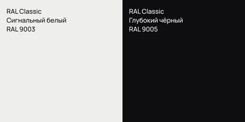 RAL 9003 Сигнальный белый vs RAL 9005 Глубокий чёрный