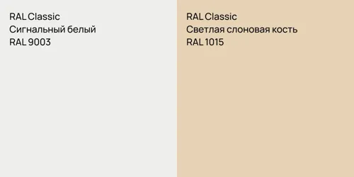 RAL 9003 Сигнальный белый vs RAL 1015 Светлая слоновая кость