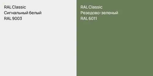 RAL 9003 Сигнальный белый vs RAL 6011 Резедово-зеленый