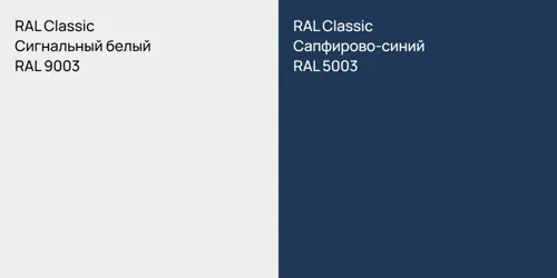 RAL 9003 Сигнальный белый vs RAL 5003 Сапфирово-синий
