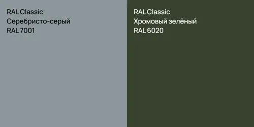 RAL 7001 Серебристо-серый vs RAL 6020 Хромовый зелёный