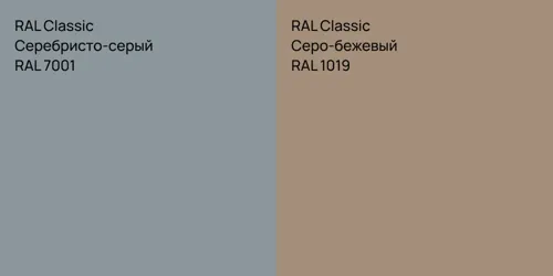 RAL 7001 Серебристо-серый vs RAL 1019 Серо-бежевый
