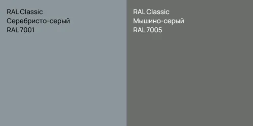 RAL 7001 Серебристо-серый vs RAL 7005 Мышино-серый