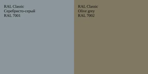 RAL 7001 Серебристо-серый vs RAL 7002  Olive grey