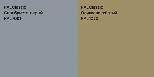 RAL 7001 Серебристо-серый vs RAL 1020 Оливково-жёлтый