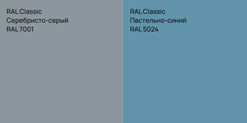 RAL 7001 Серебристо-серый vs RAL 5024 Пастельно-синий
