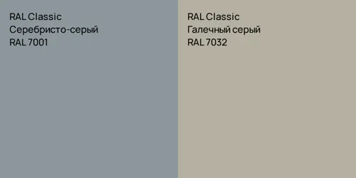 RAL 7001 Серебристо-серый vs RAL 7032 Галечный серый