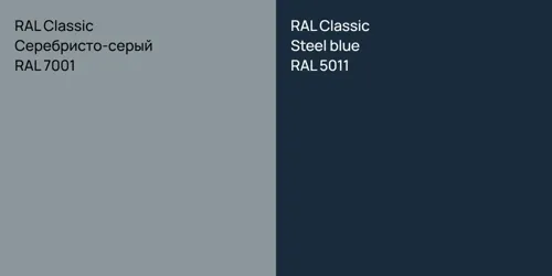 RAL 7001 Серебристо-серый vs RAL 5011  Steel blue